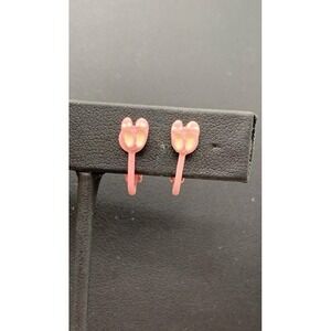 Vintage Very Dainty Small Pink Ballerina Slipper Clip On Earrings